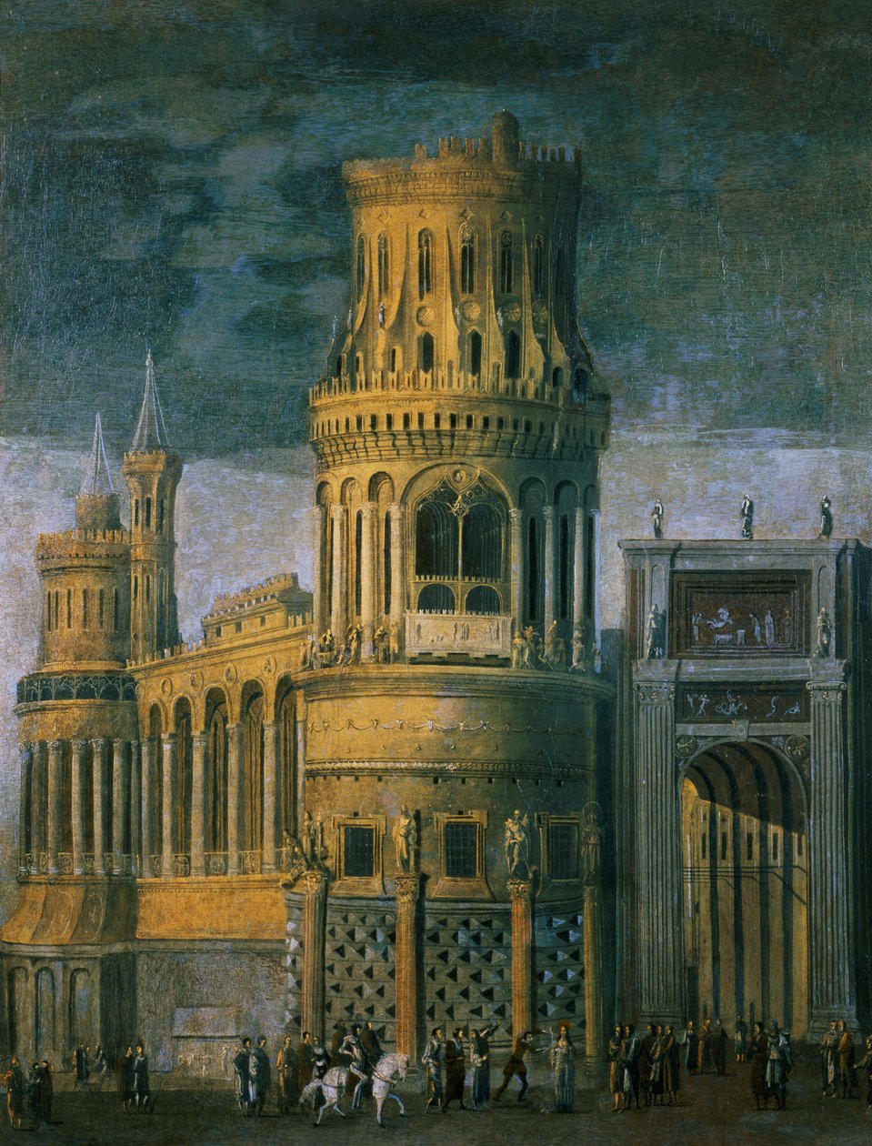 Architektonická fantazie zobrazující mučednickou smrt světice od Francois de Nome