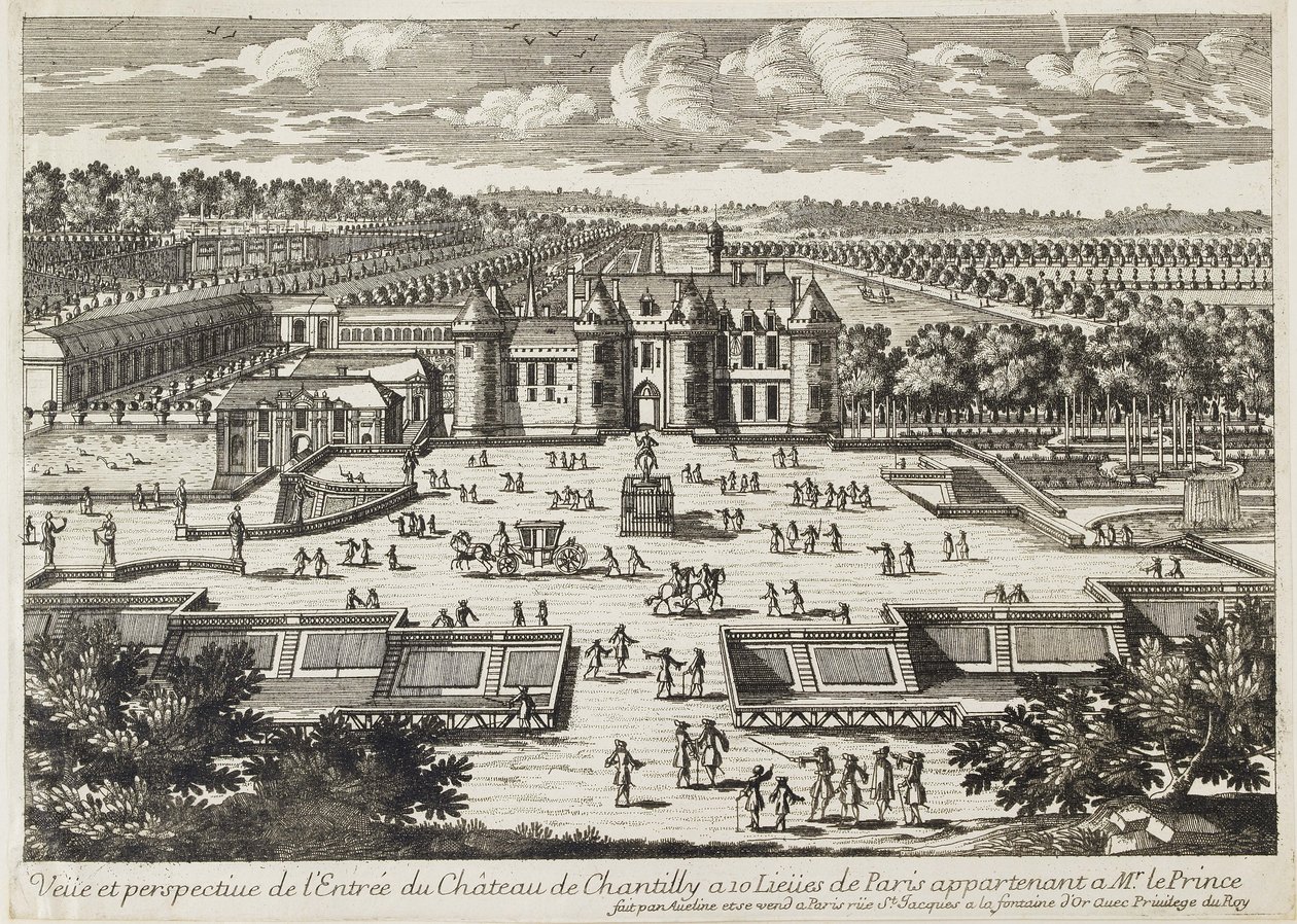 Pohled na zámek Chantilly z Oranžerie od Francois Antoine Aveline