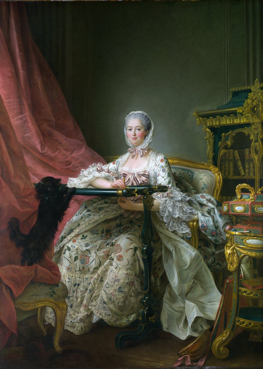 Madame de Pompadour ve svém vyšívacím stavu od Francois Hubert Drouais