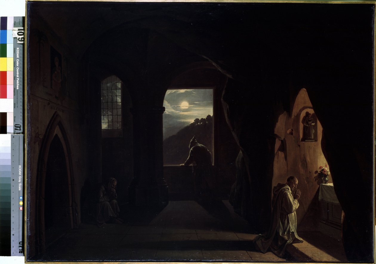 "Mniši v jeskyni" (Mniši v jeskyni) Obraz Francoise Mariuse Graneta (1775-1849) Počátek 19. století Rozměr 74,5x100 cm Muzeum Ermitáže, Petrohrad od Francois Marius Granet
