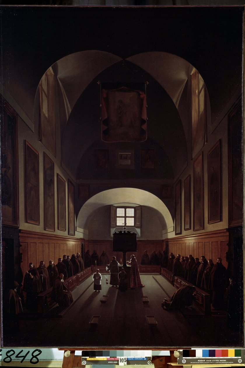 „Interiér sboru v kostele Santa Maria della Concezione dei Cappuccini na Piazza Barberini v Římě“ Malba Francoise Mariuse od Francois Marius Granet