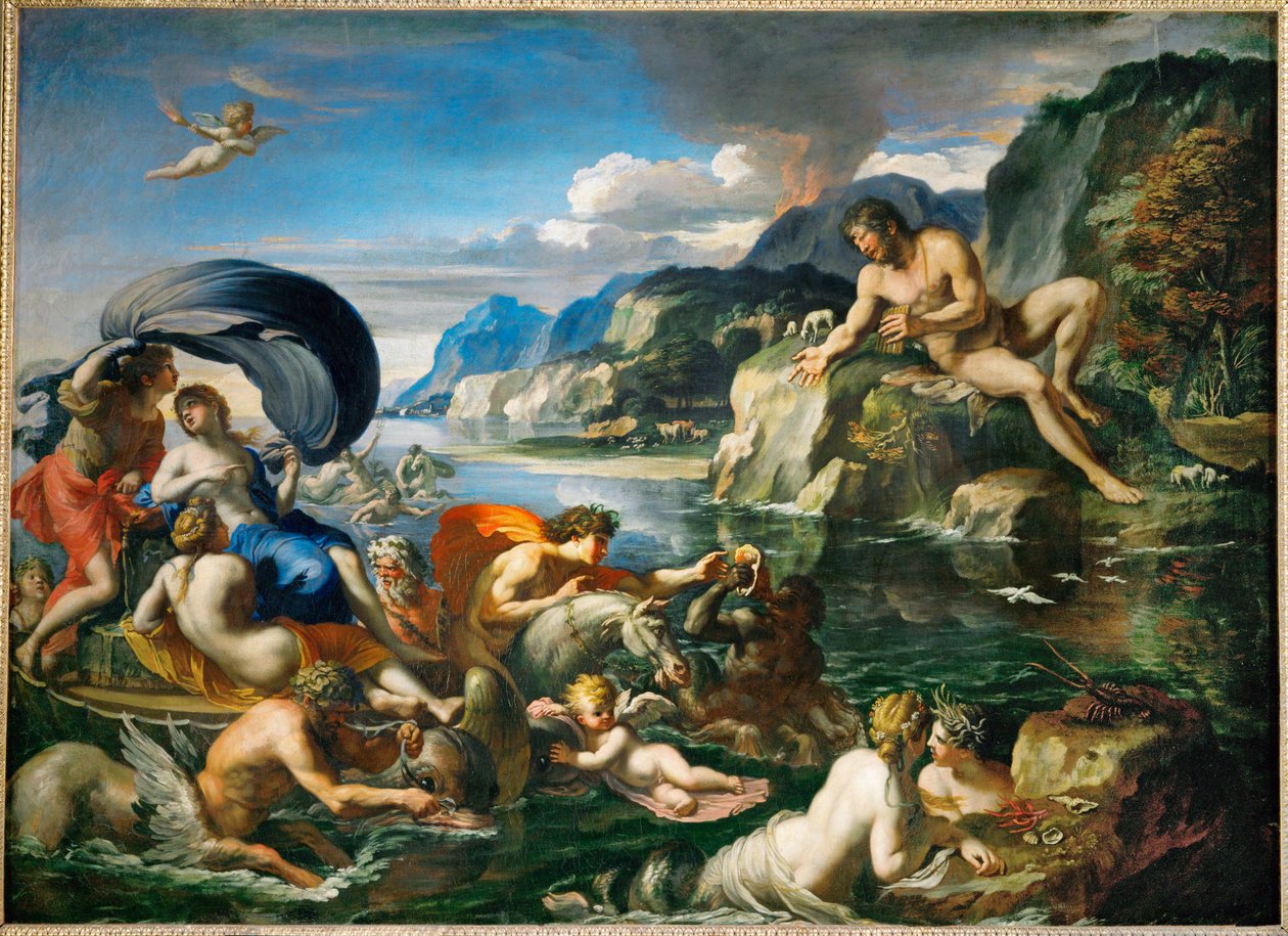 Acis et Galatee se derobant au regard de Polypheme Acis a Galatea se schovávají před Polyfémem... od Francois (1590 1650) (after) Perrier
