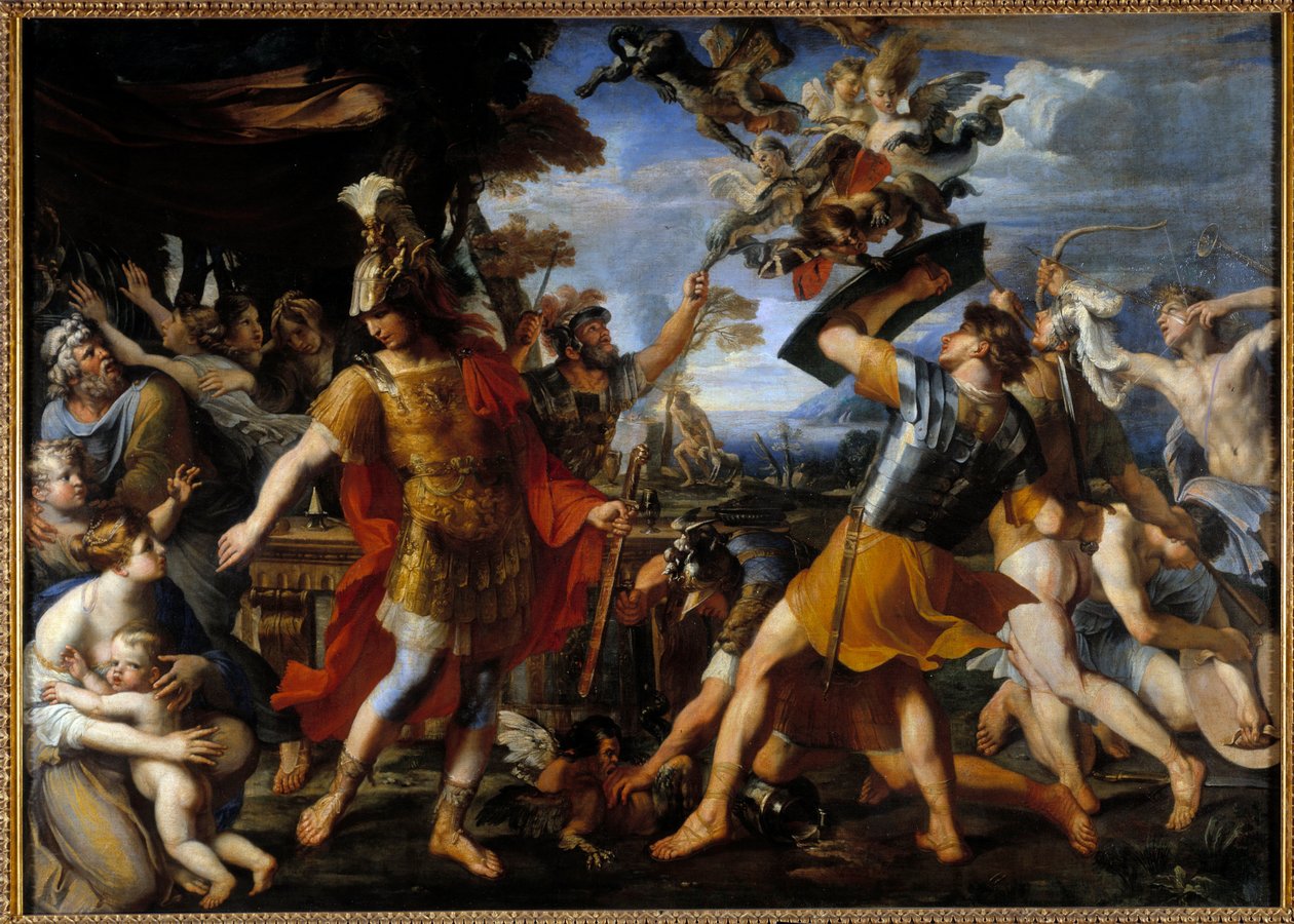 Enee a jeho společníci bojující s obrazem Harpyje od Francoise Perriera (1590-1650) 1646 Ne. 1,55x2,18m od Francois Perrier