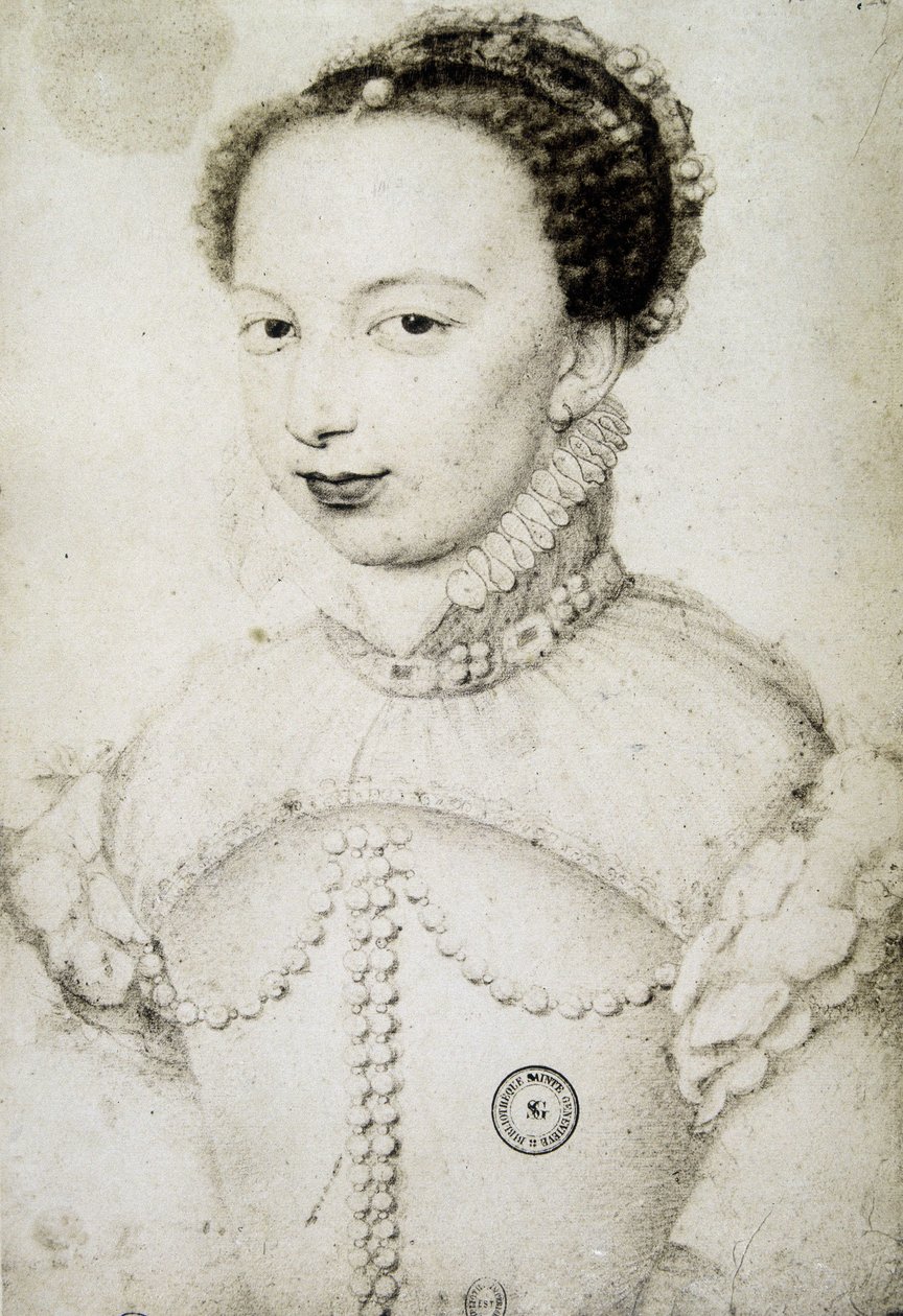 portrét Marguerite de Valois, známé jako královna Margot (1553-1615), královna Navarra, první manželka Jindřicha IV. po Françoisi Clouetovi od Francois (after) Clouet