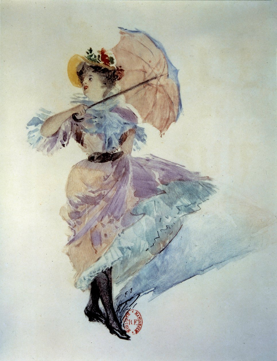Akvarel k ilustraci románu „Lojová koule““ od Guye de Maupassanta (1850 - 1893). Kresba Francoise Thevenota (19. století) od Francois (after) Thevenot