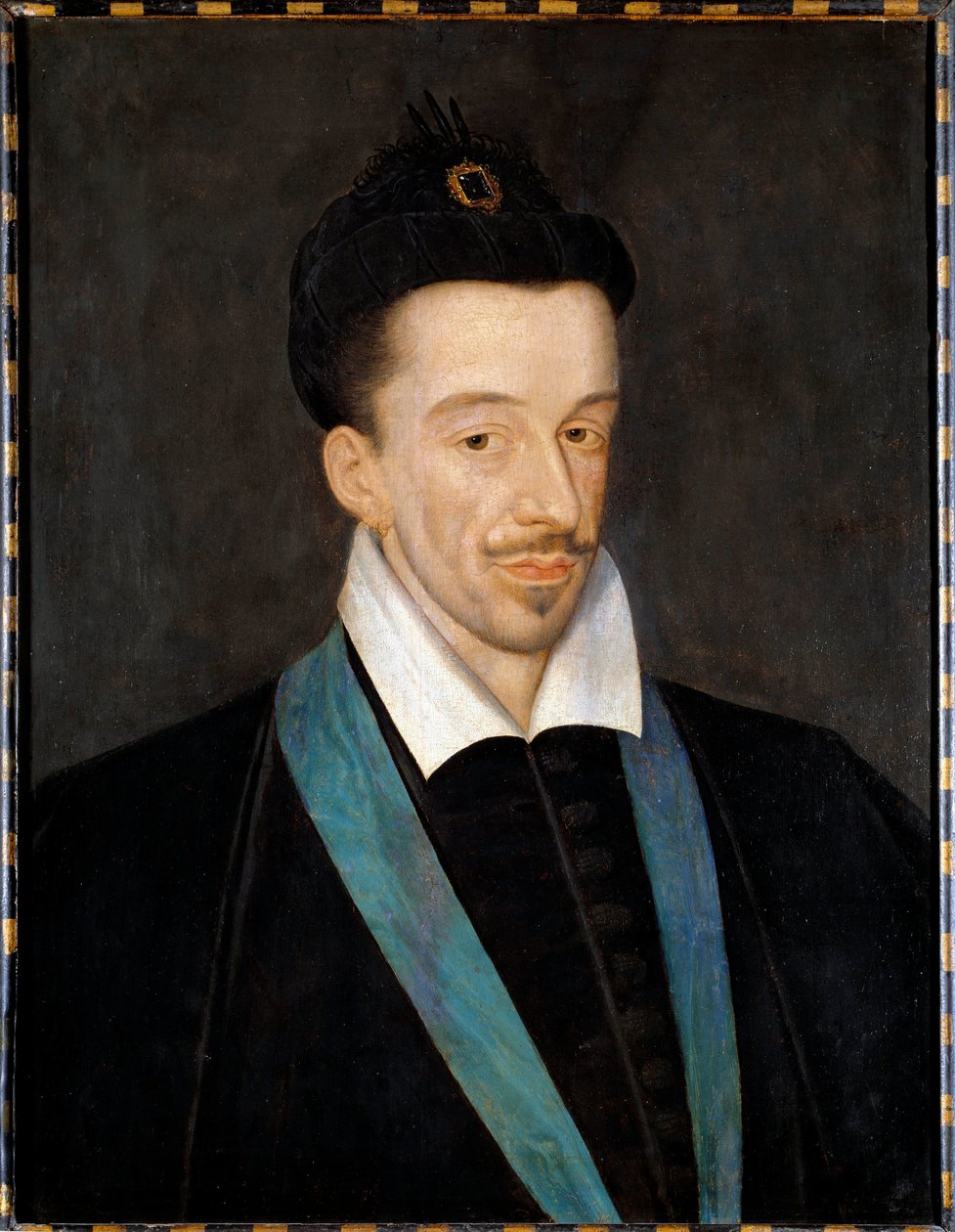 Portrét Jindřicha III. (1551-1589); Obraz připisovaný Francois Quesnel (1543-1616), zobrazující krále, který nosí modrou šňůru Řádu svatého Ducha, který ustanovil v roce 1578; Rozměr: 66 x 52 cm; cca 1582-1586; Musee du Louvre od Francois (attr.to) Quesnel