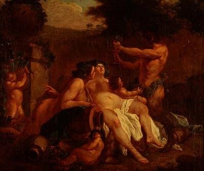 Bacchus Merrymaking u kamenné urny v Dellu od Francois (circle of) Boucher