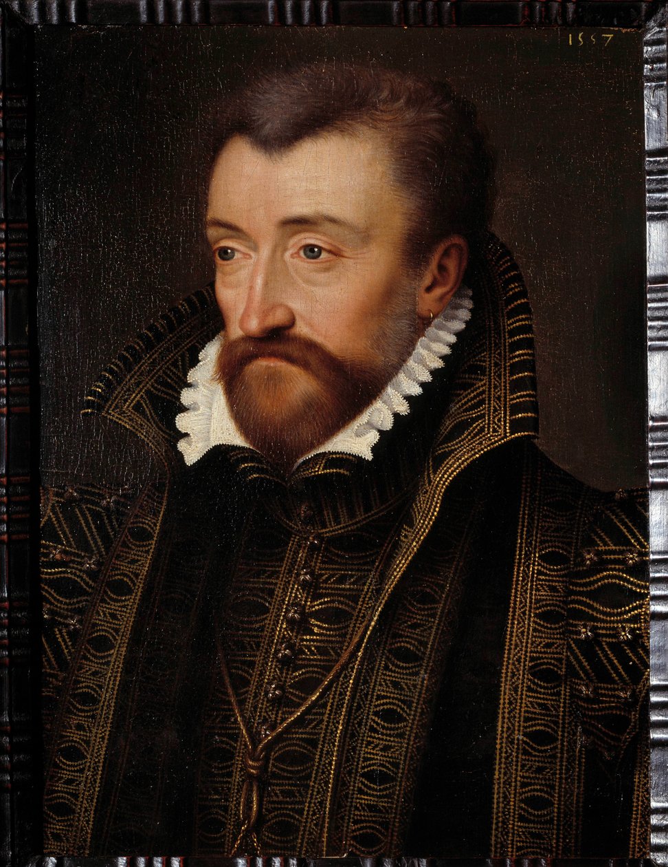 Portrét Antoina de Bourbon, vévody z Vendome (1518-1562), otce krále Jindřicha IV. Obraz školy Francoise Cloueta (1515-1572) 1560 Ne. 0,31x0,23 m Pau, zámecké muzeum - Portrét Antoina de Bourbon, vévody z Vendome (1518-1562), otce od Francois (school of) Clouet