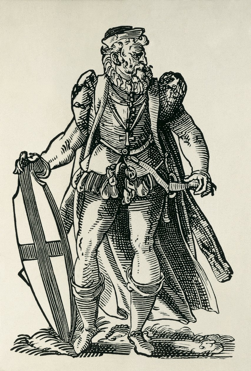 Rytíř Teutonského řádu. Ilustrace k dílu "Cleri totius Romanae subiecti Ecclesiae", jehož autory jsou Francois modius a Jost Amman. Frankfurt nad Mohanem. 1585. Xylografie. FRANCIE. ILE-DE-FRANCE. Paříž. Národní knihovna od Francois & Amman Jost (1539 91) Modius