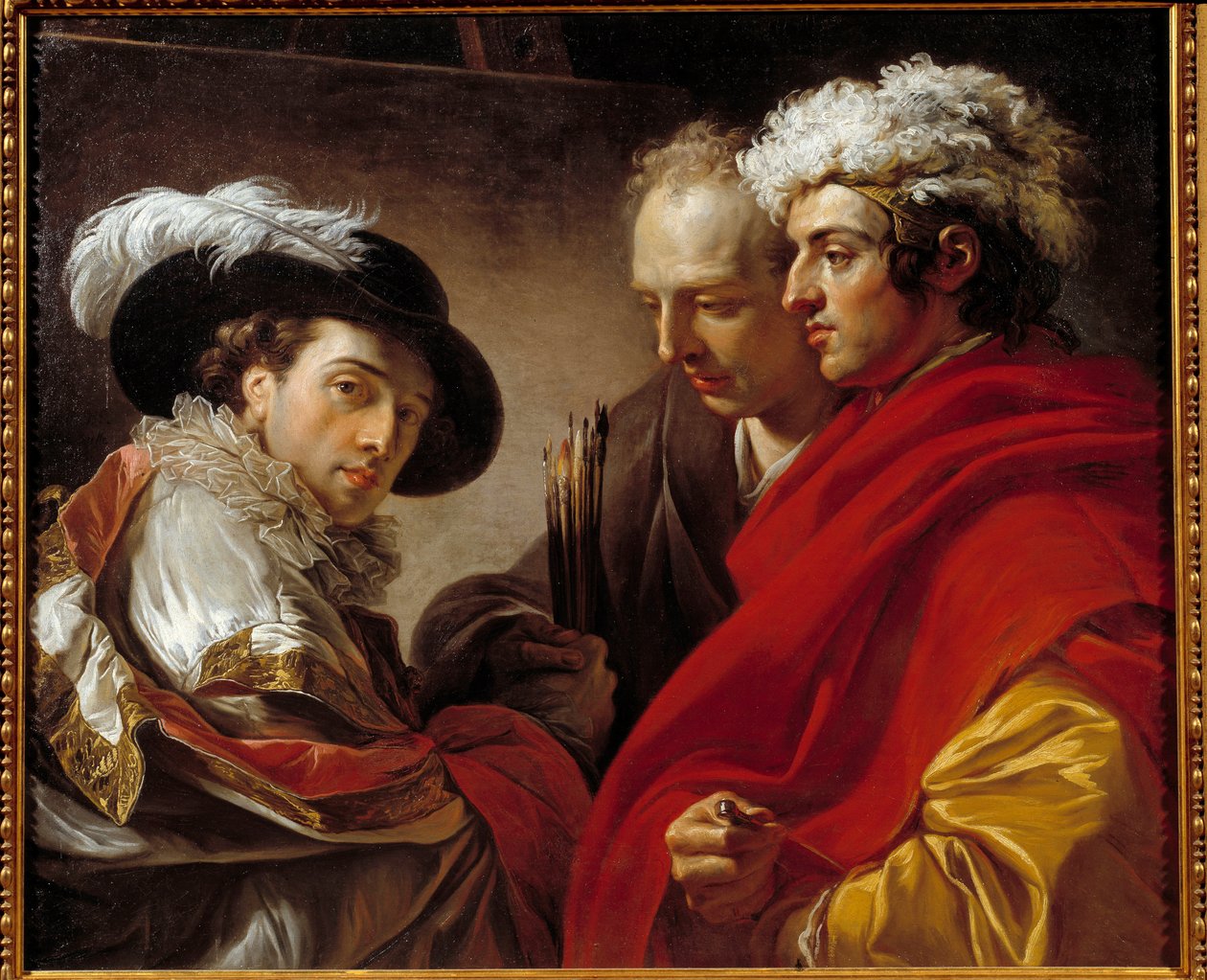 Portrét tří mužů (Umělec, architekt Pierre Rousseau a neznámý) Obraz Francoise Andre Vincenta (1746-1816) 1775 Ne. 0,81x0,98 m . od François André Vincent