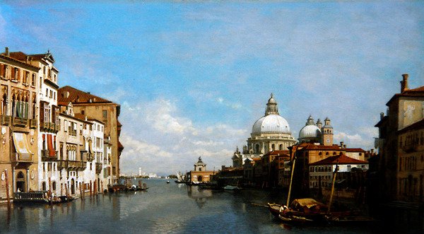 Pohled na Canal Grande z mostu Academica (olej na panelu) od Francois Antoine Bossuet