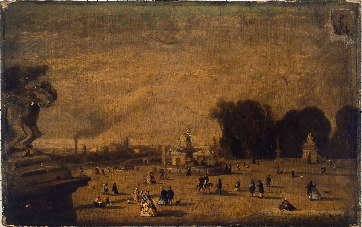 Pohled na náměstí Place de la Concorde, dnešní 8. obvod, mezi lety 1804 a 1858 (olej na dřevě) od Francois Antoine Leon Fleury