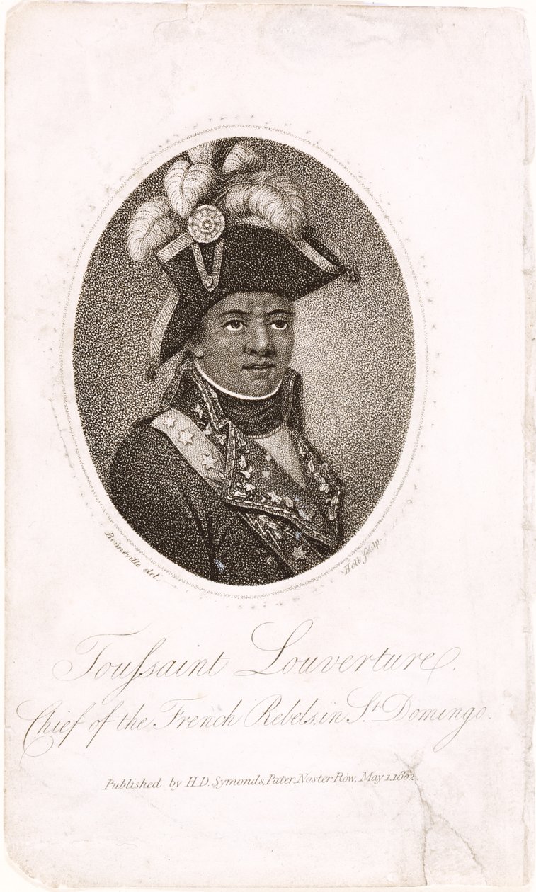 Toussaint Louverture (c.1743-1803) Náčelník francouzských rebelů v St. Domingo, ryl Holl, pub. od H.D. Symonds, 1802 (lept a rytina) od Francois Bonneville