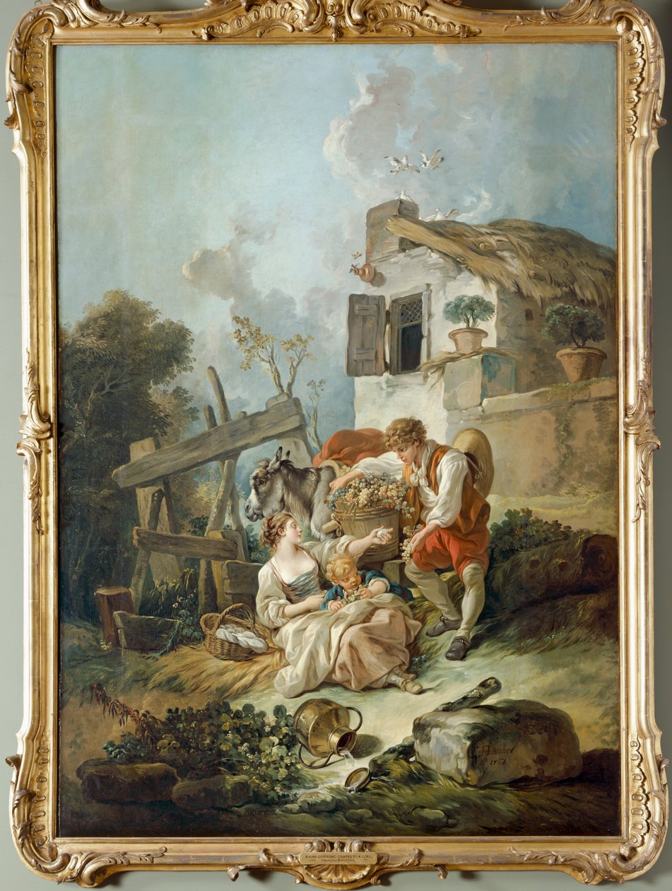 Muž nabízející hrozny dívce od François Boucher