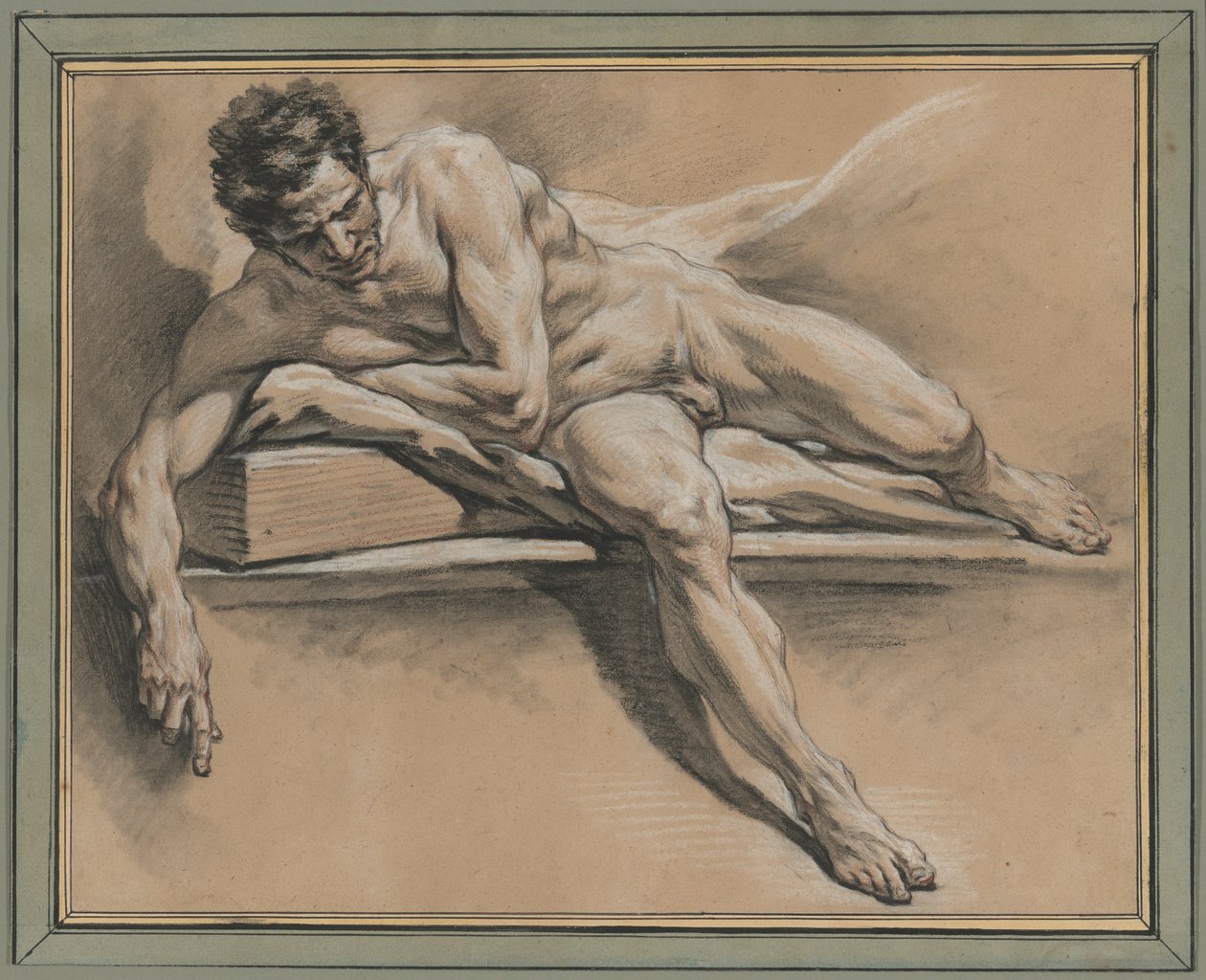 Akademická studie ležícího mužského aktu od François Boucher