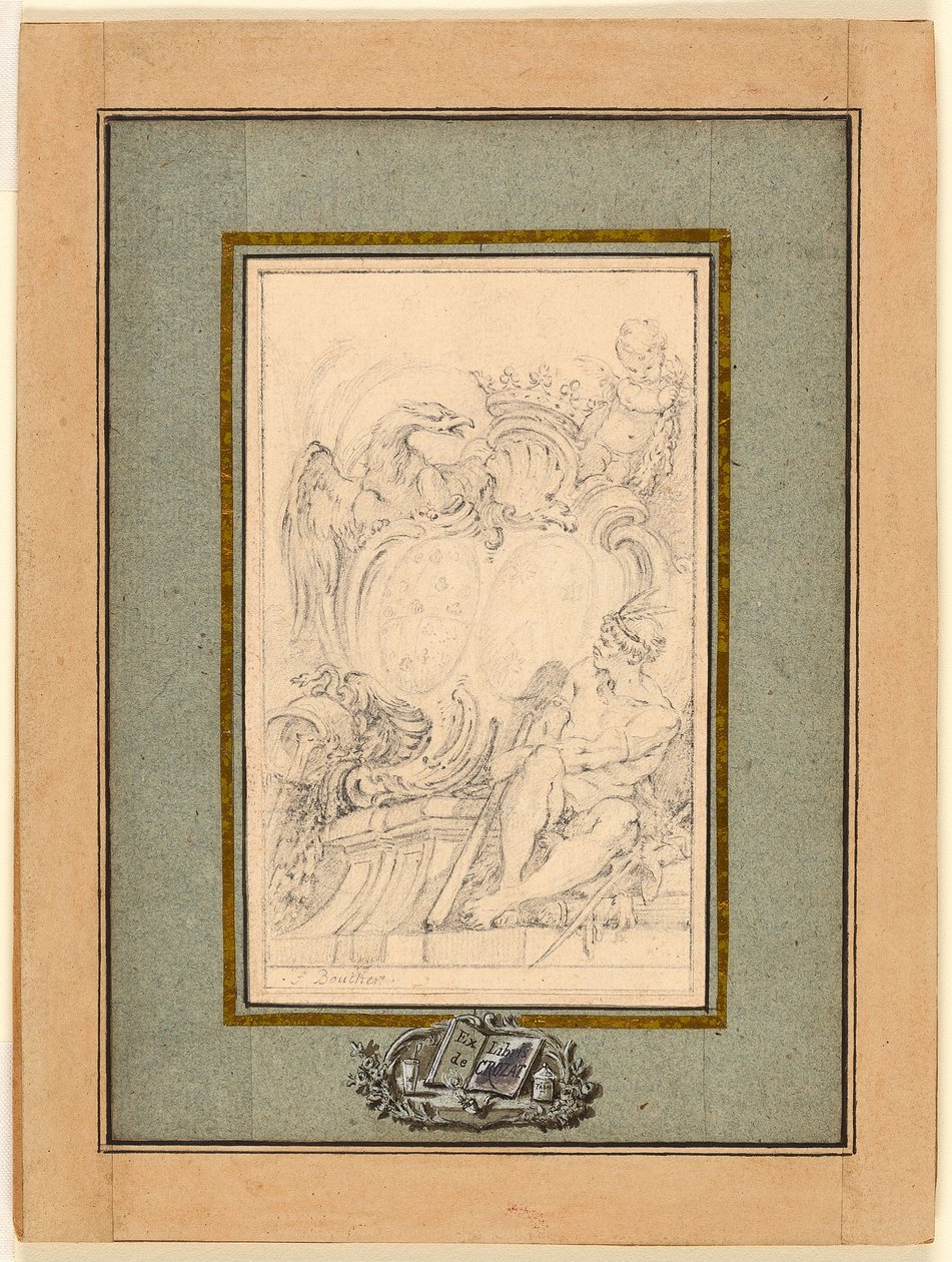Armorial Bookplate pro Crozata, barona de Thiers od François Boucher