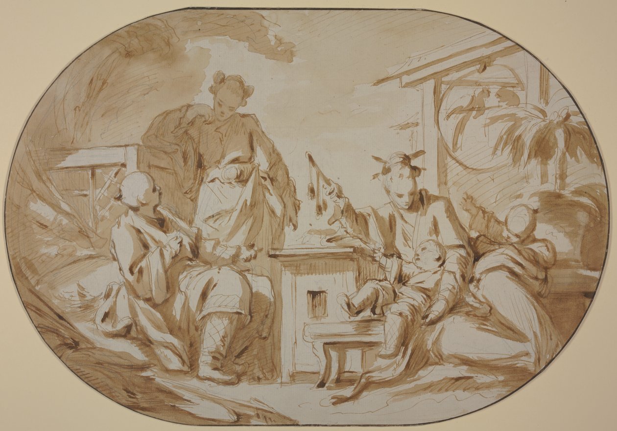 Scéna z čínské rodiny od François Boucher