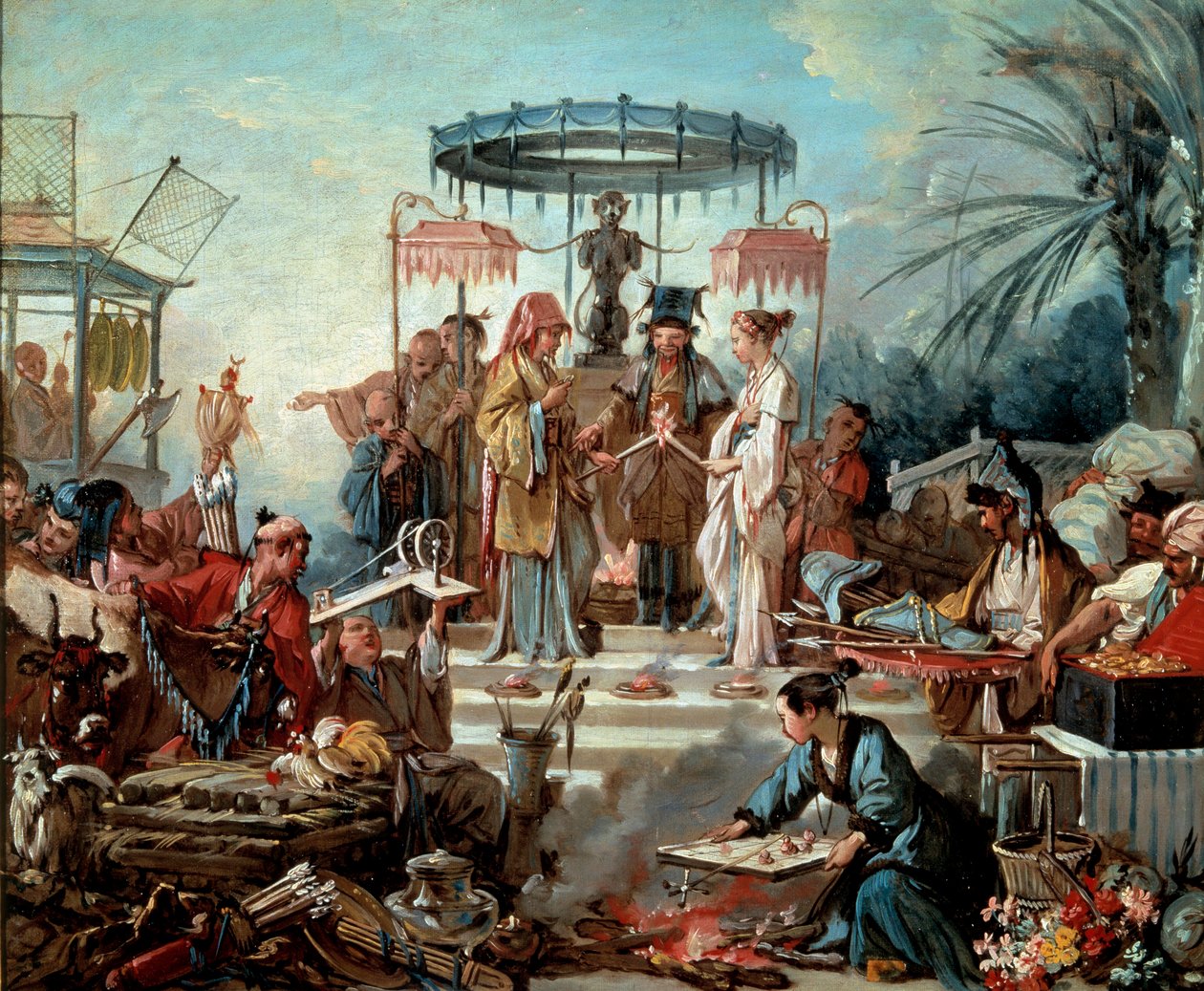 Čínská svatební scéna svatba na dvoře císaře Číny. Obraz Francoise Bouchera (1703-1770) 1740 Besancon, Musee des Beaux Arts od François Boucher