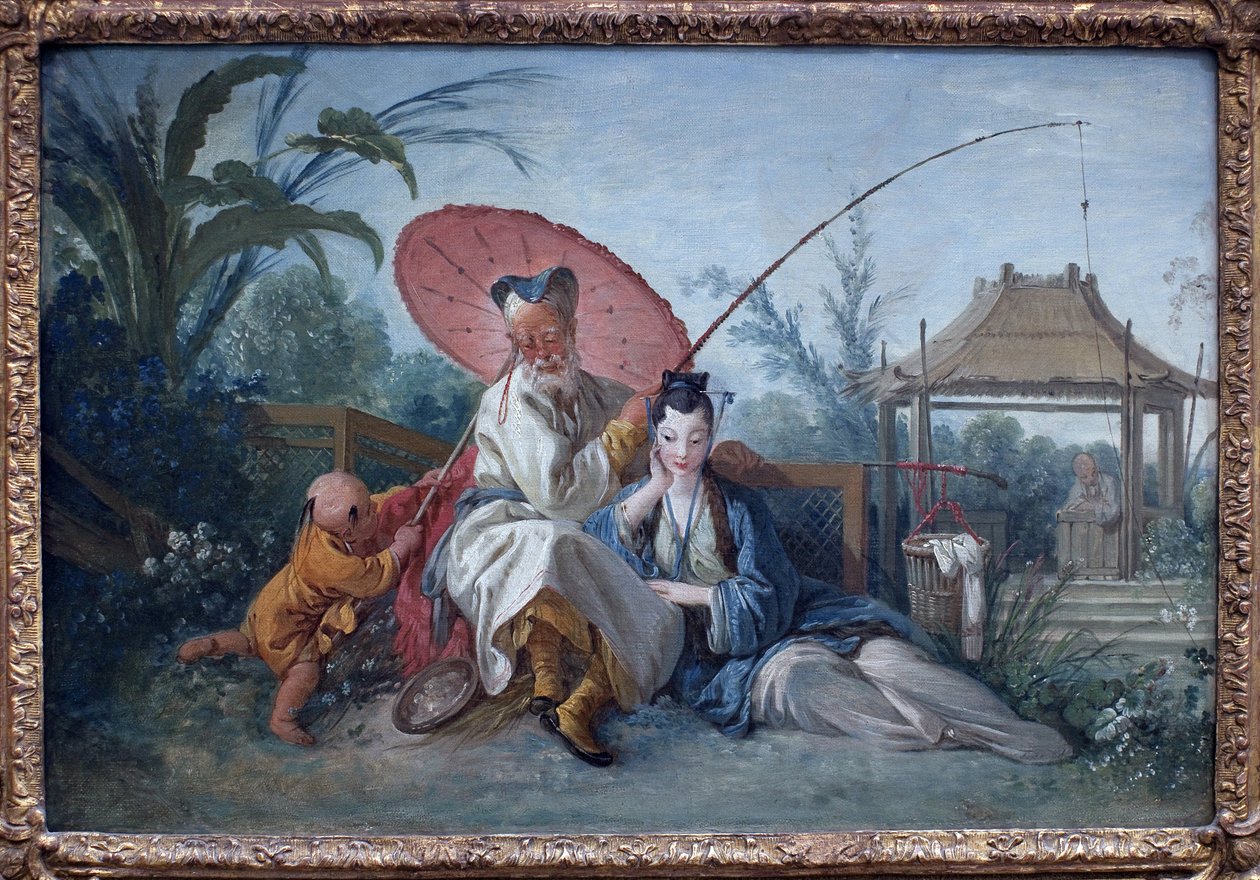 Chinoiserie. Umělecké dílo Francoise Bouchera (1703-1770), olej na papíře marufle na plátně, kolem roku 1750. Francouzské umění 18. století. Museum of Fine Arts Rotterdam (Nizozemsko). od François Boucher