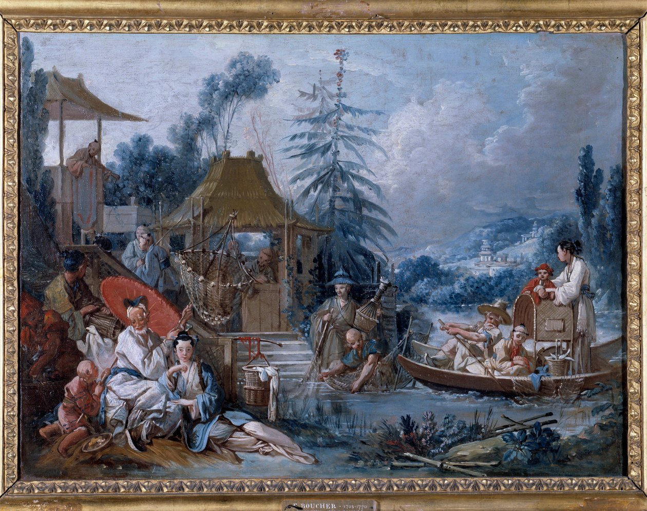 Chinoiserie: "rybaření"" Malba Francoise Bouchera (1703-1770) od François Boucher