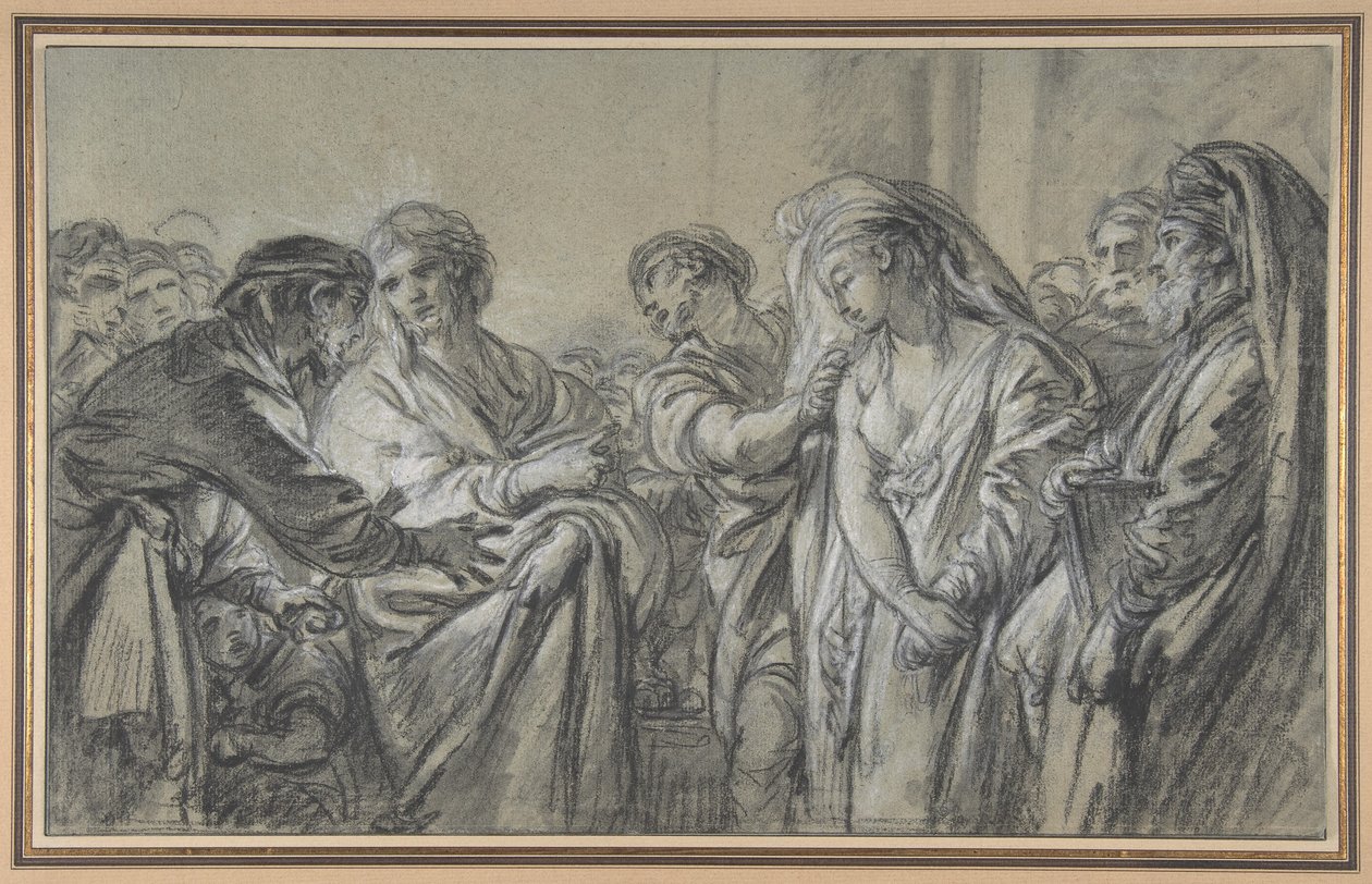 Kristus a žena přistižená při cizoložství od François Boucher