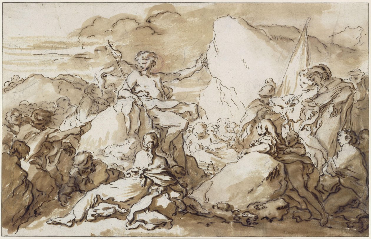 Kázání Jana Křtitele na poušti od François Boucher