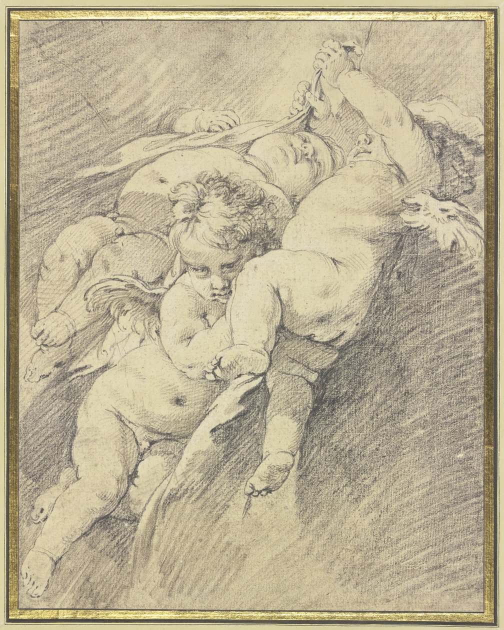 Tři andělé vznášející se ve vzduchu od François Boucher