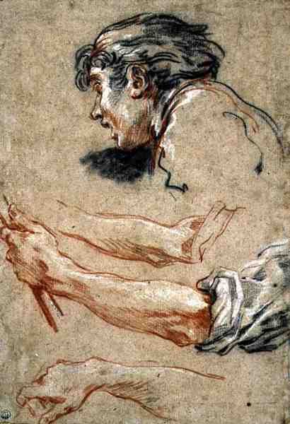 Hlava chlapce (křída na papíře) od François Boucher