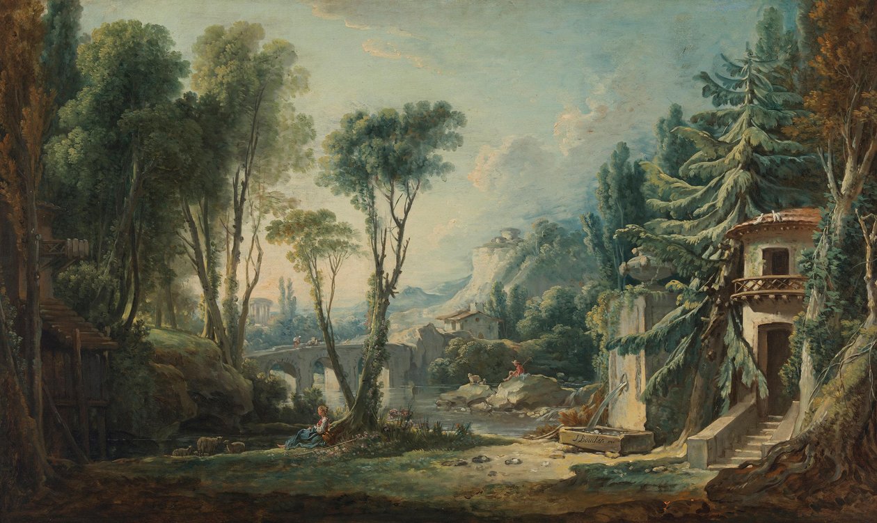 Pastýřská krajina s řekou od François Boucher