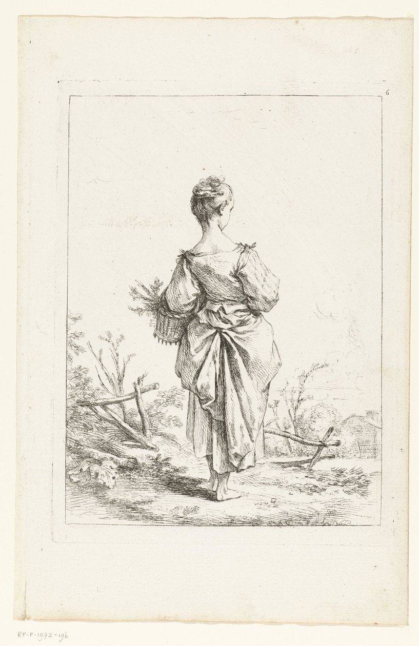 Mladá dívka s košíkem od François Boucher