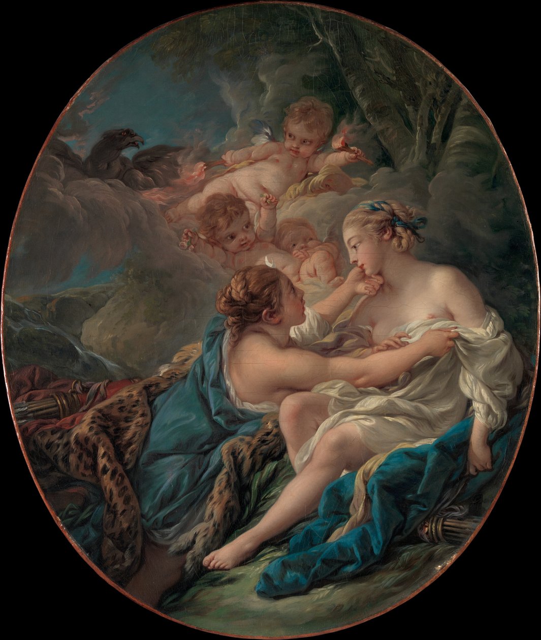 Jupiter v podobě Diany a Kallisto od François Boucher