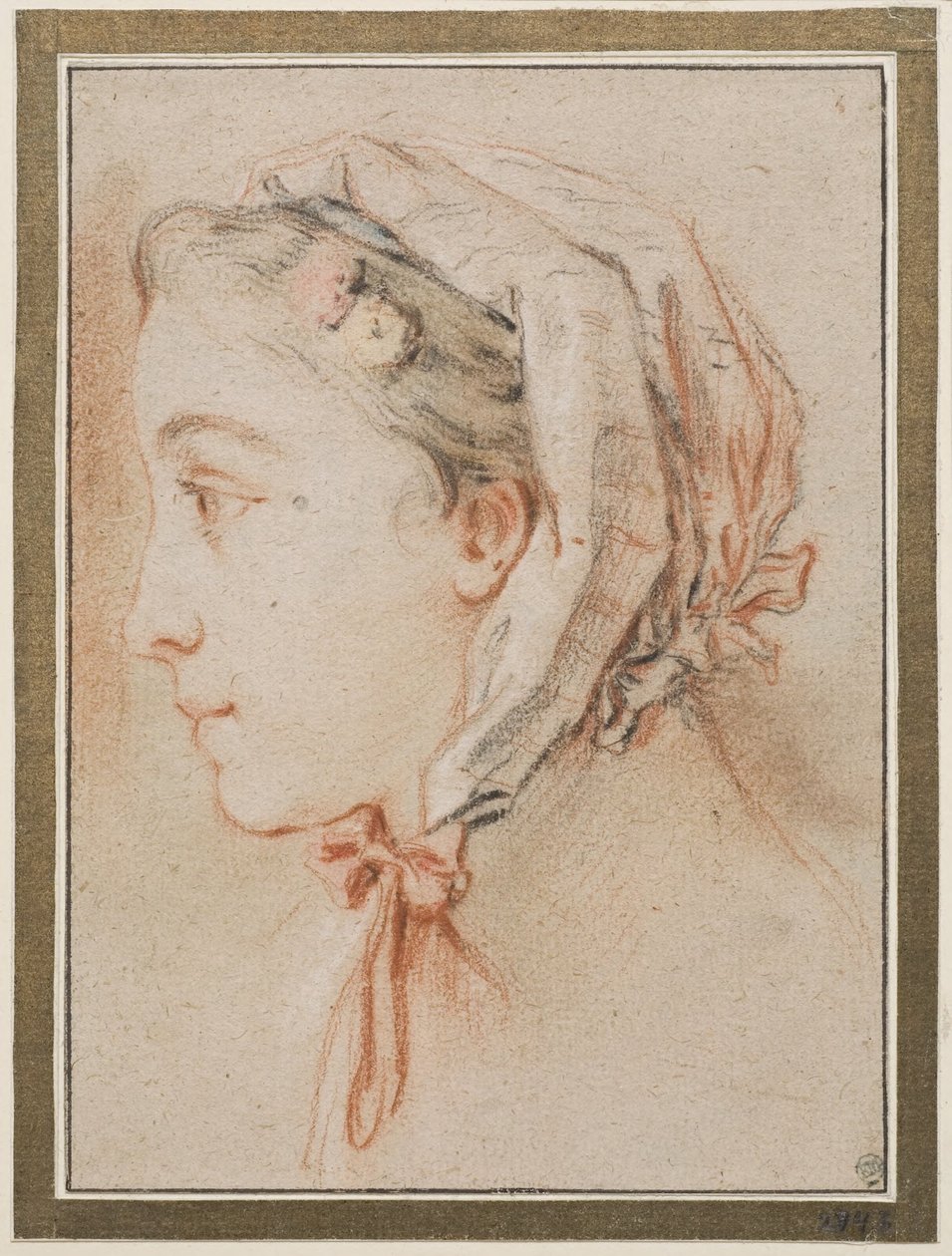 Ženská hlava, profil s čepicí od François Boucher