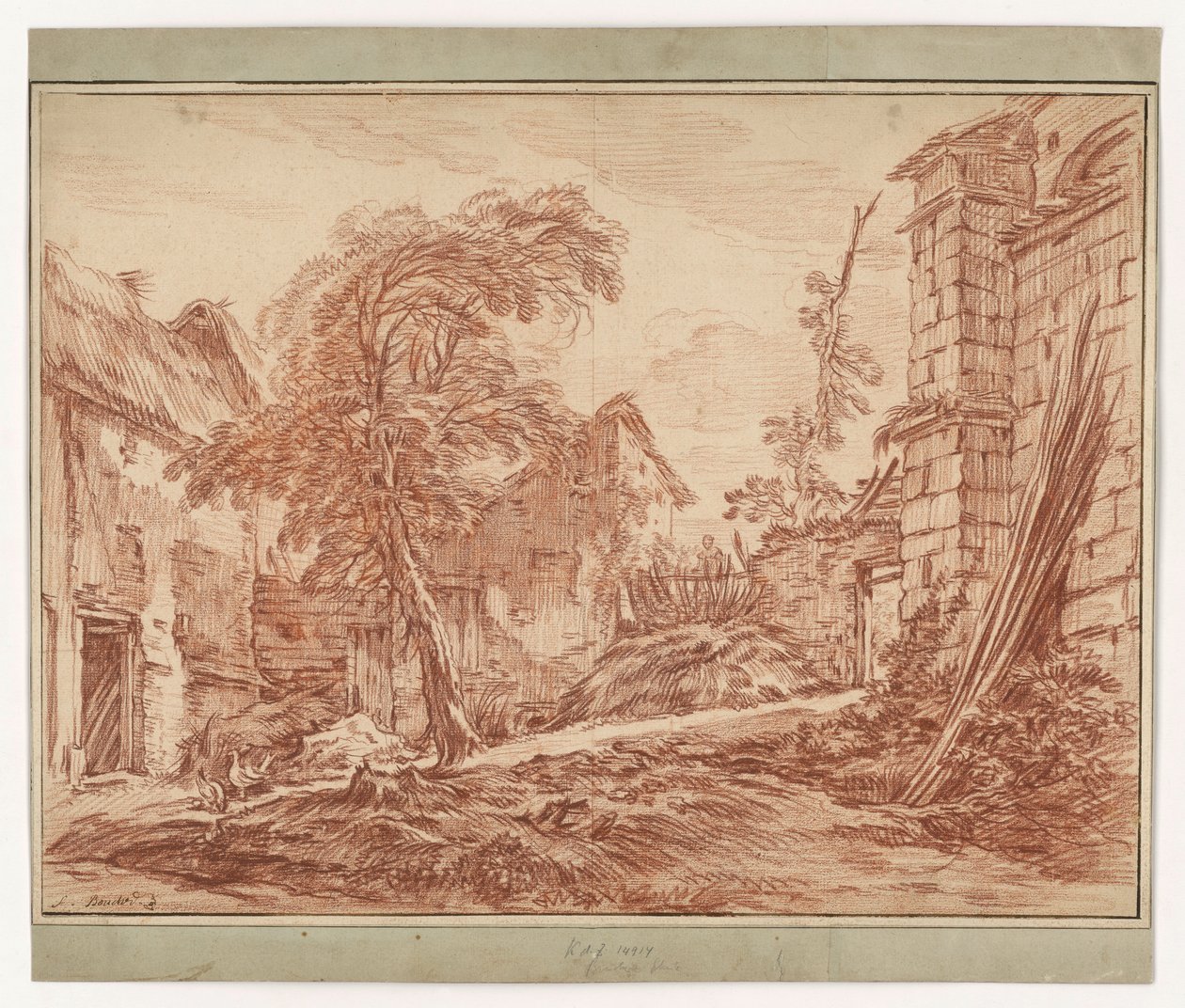 Venkovská krajina s farmou a zříceninami od François Boucher