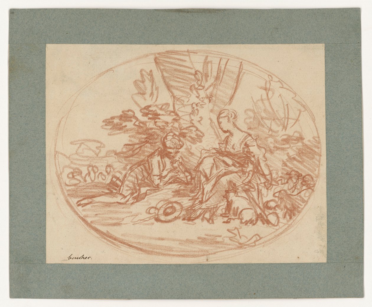 Ležící pár pod stromy (protitlak) od François Boucher