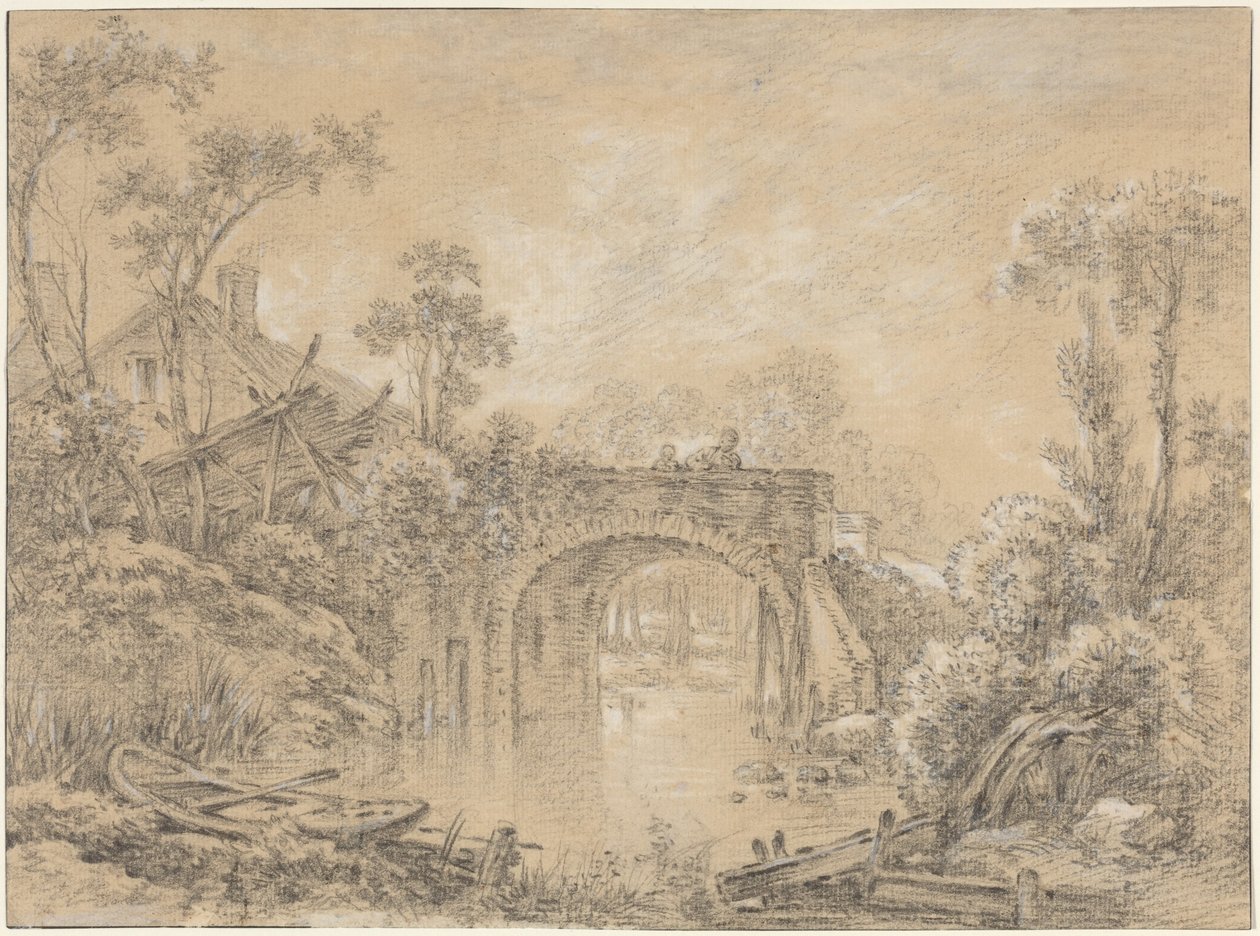 Krajina s venkovským mostem od François Boucher