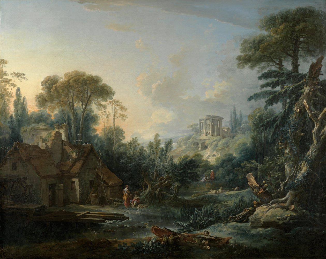 Krajina s vodním mlýnem od François Boucher