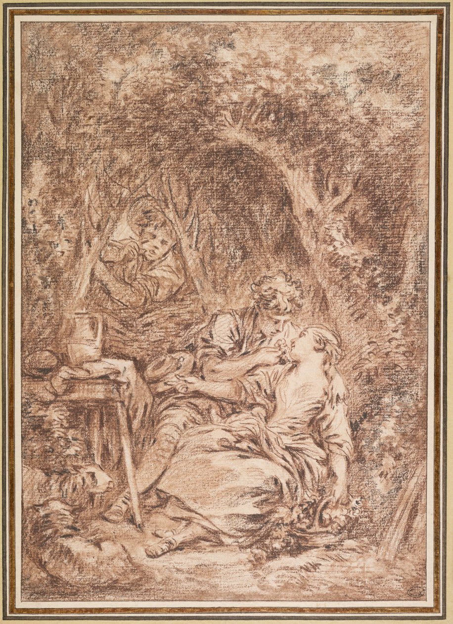 Překvapení milenci (Annette a Lubin) od François Boucher