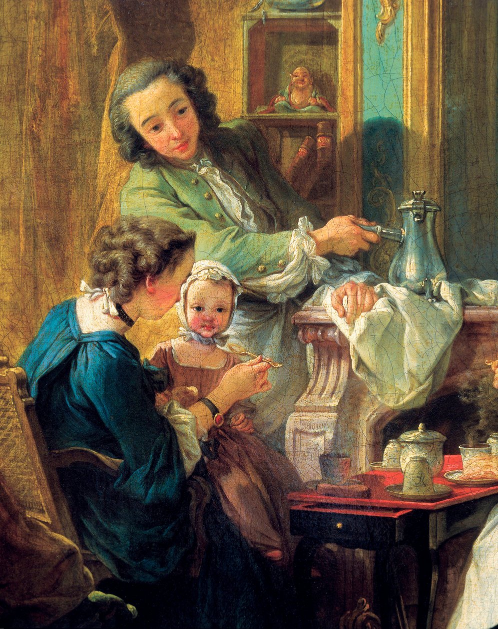 Obědová scéna v buržoazním interiéru, detail 1739 (olej na plátně) od François Boucher