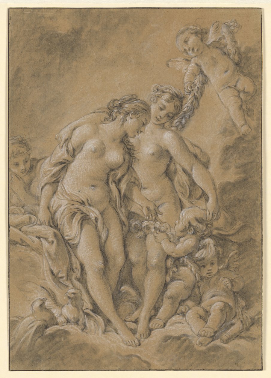 Nymfy a amorci od François Boucher