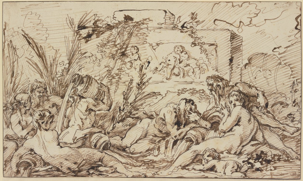 Nymfy a říční bohové od François Boucher