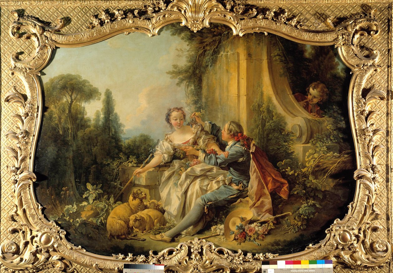 Pastor Gallant Scéna Bucolic. Obraz Francoise Bouchera (1703-1770). 1737-1738. Paříž, Národní archiv od François Boucher