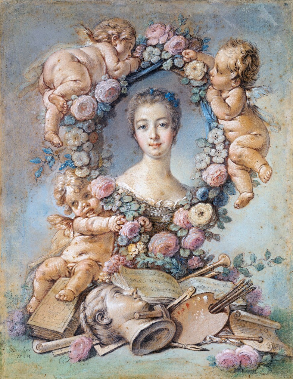 Portrét markýzy de Pompadour (1721-1764) (Jeanne Antoinette Poisson, známá jako Madame de Pompadour od François Boucher
