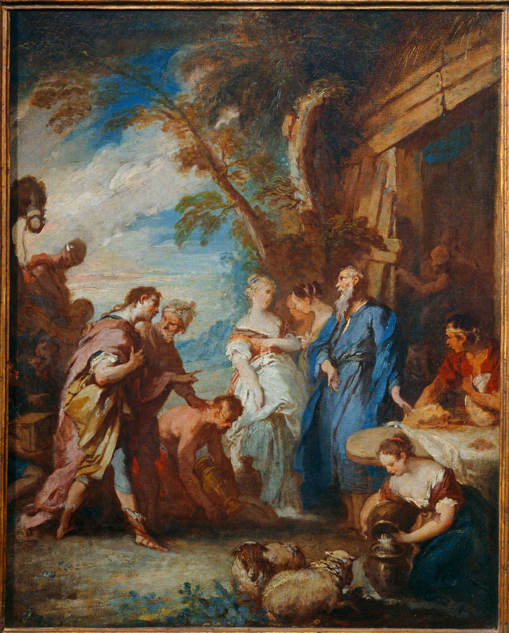 Rebeka přijímá Abrahamovy dary od Eliezera... od François Boucher