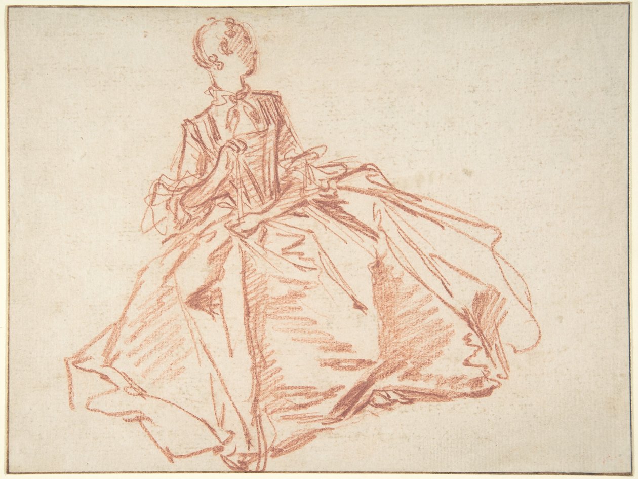 Sedící žena s vějířem v ruce od François Boucher