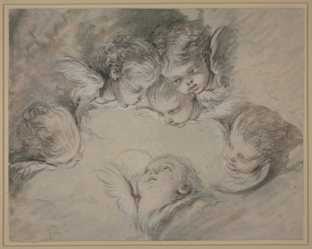 Šest andělských hlav v oblacích od François Boucher