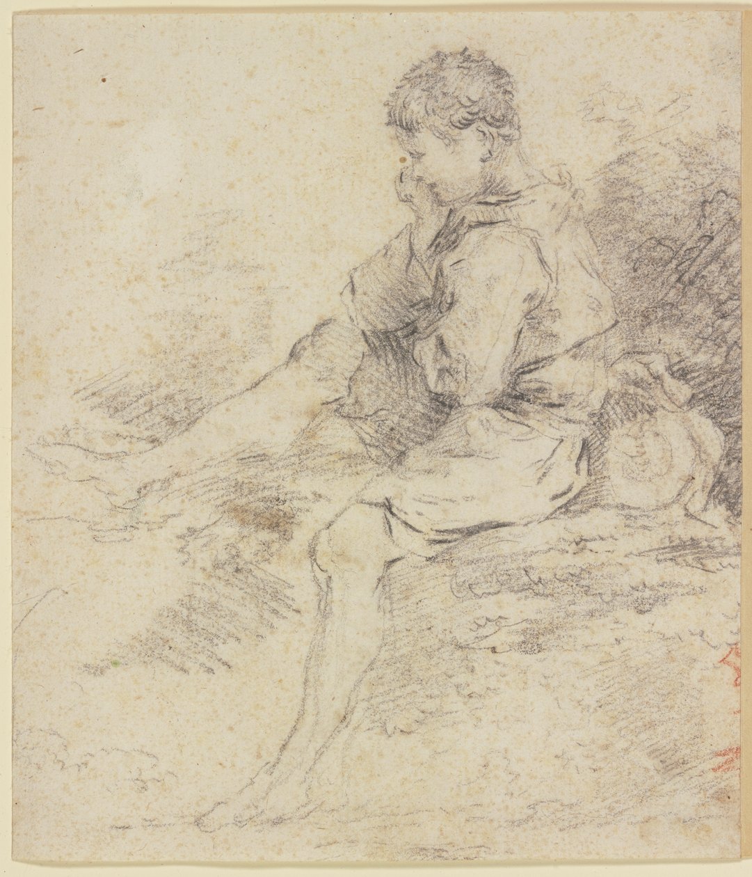 Sedící chlapec s holými nohami od François Boucher