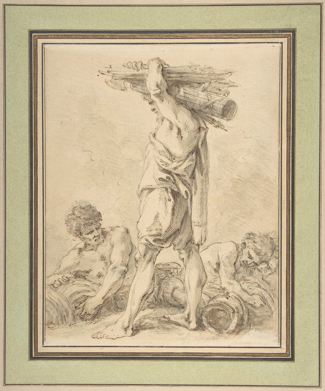 Stojící muž nesoucí fasces a zbraně od François Boucher
