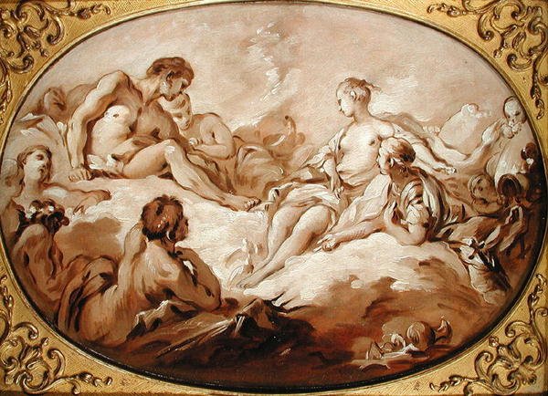 Apoteóza Aenea neboli Aeneas představený bohům Venuší, kolem roku 1746 (grisaille) od François Boucher