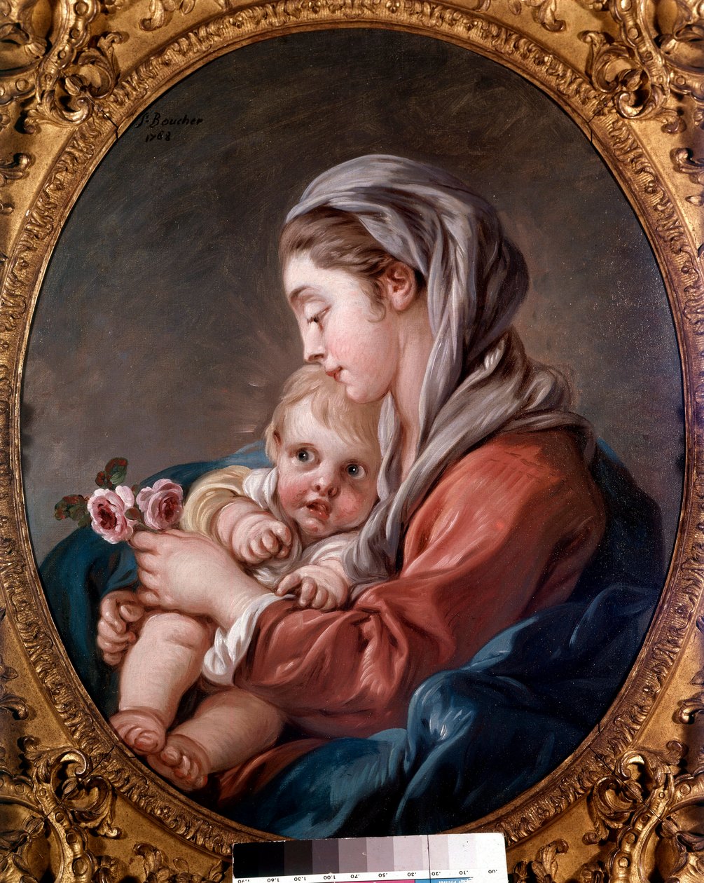 Obraz Panny Marie s Ježíškem od Francoise Bouchera (1703-1770) Soukromá sbírka z 18. století. od François Boucher