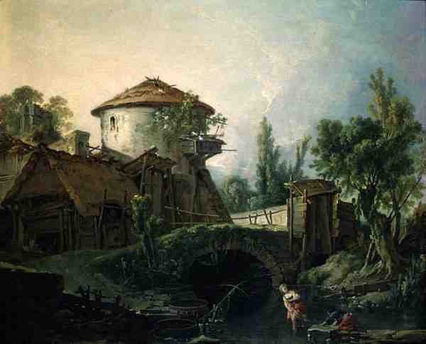 Větrný mlýn, asi 1750 (olej na plátně) od François Boucher
